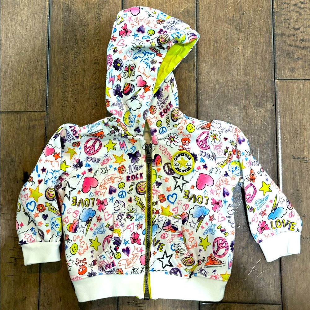 Baby girl Converse zip up hooded sweatshirt
